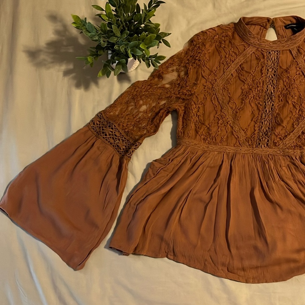 Brown American Eagle Flowey Hippie Long Sleeve